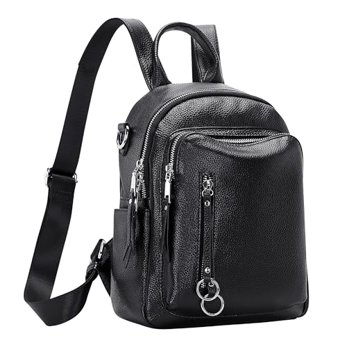 ALTOSY Fashion Genuine Leather Backpack Purse for Women Shoulder Bag Casual Daypack Small(S10 Black) - Image 2