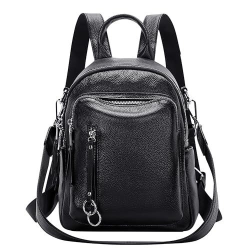 ALTOSY Fashion Genuine Leather Backpack Purse for Women Shoulder Bag Casual Daypack Small(S10 Black) - Image 1
