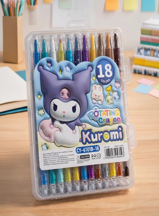 BLLUEX Kuromi Color Twist Crayons for Kids (24 Pcs), Rotating Multicolor Crayon Set for Drawing, Art & Craft, Birthday Return Gifts (Kuromi Color Twist Crayons (18 Piece)) - Image 1