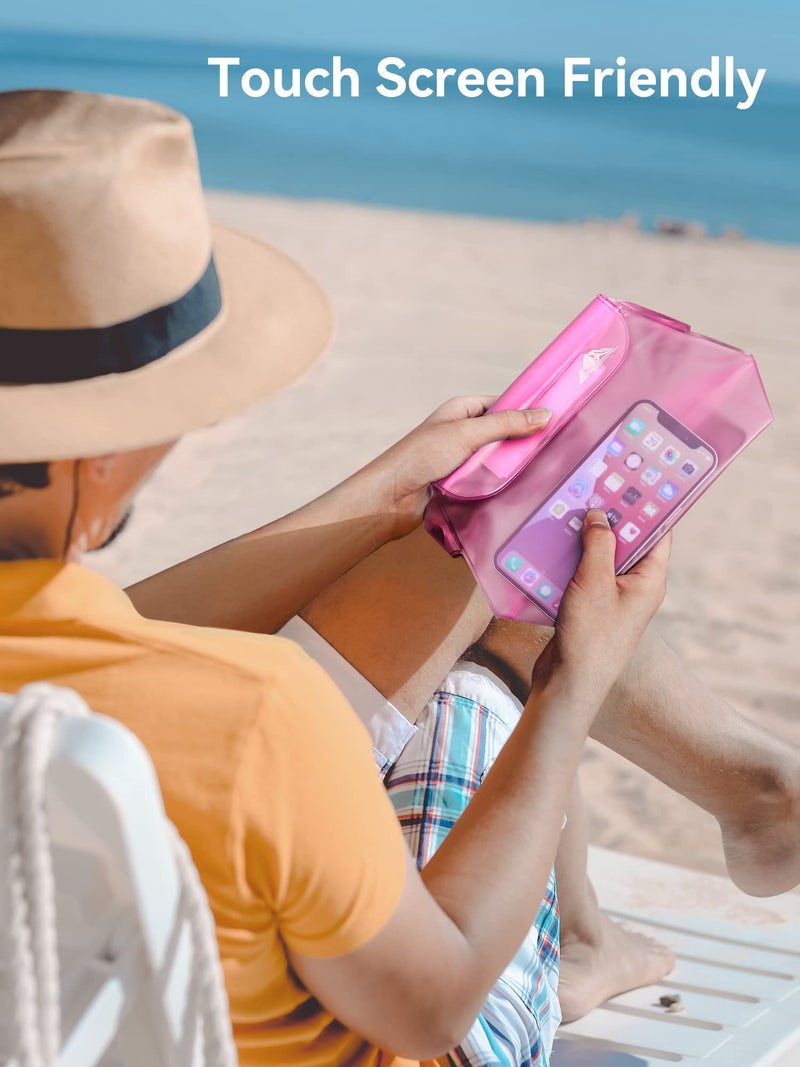 HEETA 2-Pack Waterproof Pouch with Waist Strap, Screen Touchable Dry Bag with Adjustable Belt for Phone Valuables for Kayaking Swimming Snorkeling Boating Fishing Surfing Beach (Black & Pink) - Image 3