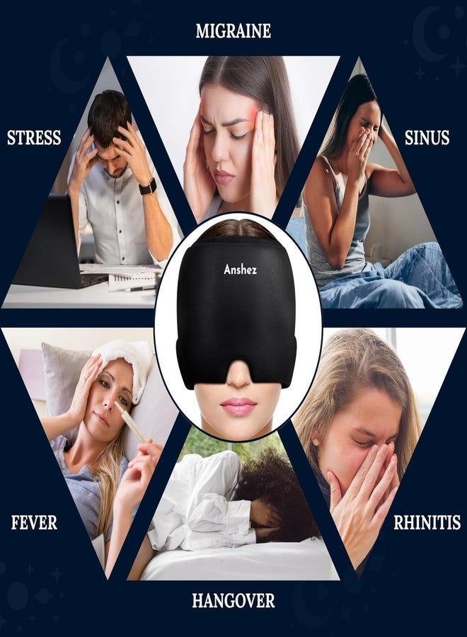 Anshez Migraine Relief Cap for Headache & Stress Relief | Reusable Hot & Cold Therapy Gel Ice Head Wrap for Migraine, Sinus Pressure, Puffy Eyes & Tension Relief - Image 2
