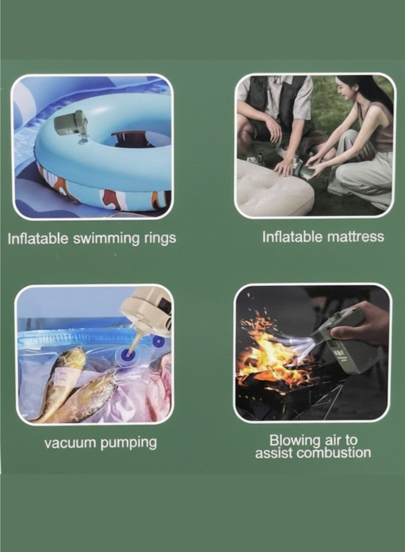 vexa pro Portable Electric Air Pump 260L/min | Rechargeable Inflator & Deflator | Type-C Charging | 3 Nozzles for Air Mattress, Boats, Pool Floats & Camping – White - Image 2