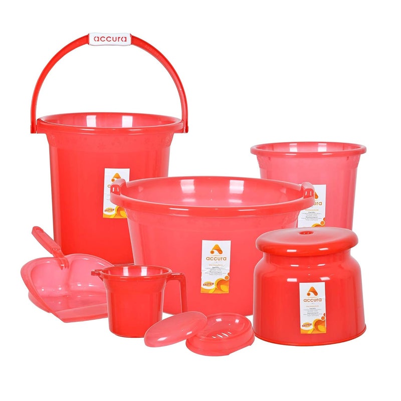 Truvic Plastic Bucket Set Red7 Psc Combo