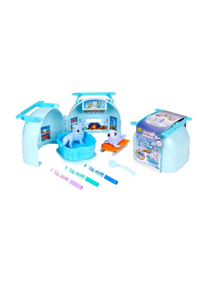 Crayola Scribble Scrubbie Pets Arctic Igloo Playset & 3 Washable Markers - Image 2