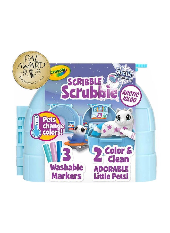 Crayola Scribble Scrubbie Pets Arctic Igloo Playset & 3 Washable Markers - Image 1