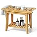 Bamfan Bamboo Shower Bench Inside Shower Stool with SpaceEfficient Storage Shelf Shower Bath Chairs Spa Seats for Bathroom Great for All Ages Unisex Elderly Waterproof Natural - Image 1