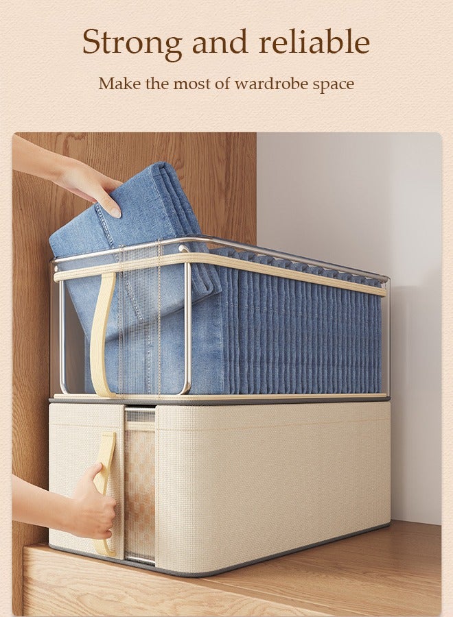 DUNISO 3 Pcs Wardrobe Clothes Organizer,Visible Drawer Organizers and Storage，Foldable Closet Organizer with Handles，Moisture and Mold Prevention，Sturdy and Durable，for Organizing Clothing Jeans Toys Book Shelves Closet Wardrobe - Image 5