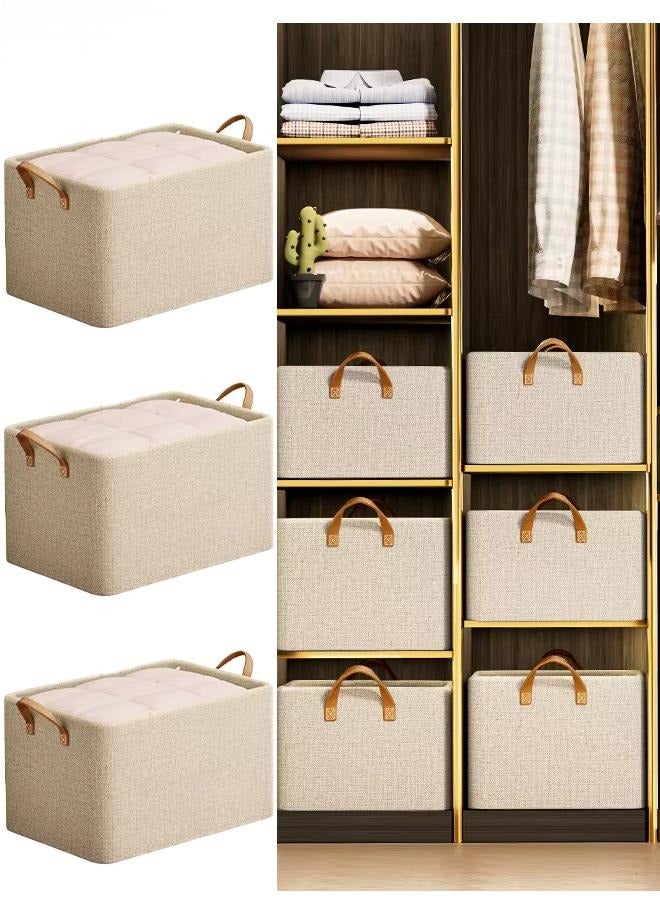DUNISO 3 Pcs Wardrobe Clothes Organizer,Visible Drawer Organizers and Storage，Foldable Closet Organizer with Handles，Moisture and Mold Prevention，Sturdy and Durable，for Organizing Clothing Jeans Toys Book Shelves Closet Wardrobe - Image 1