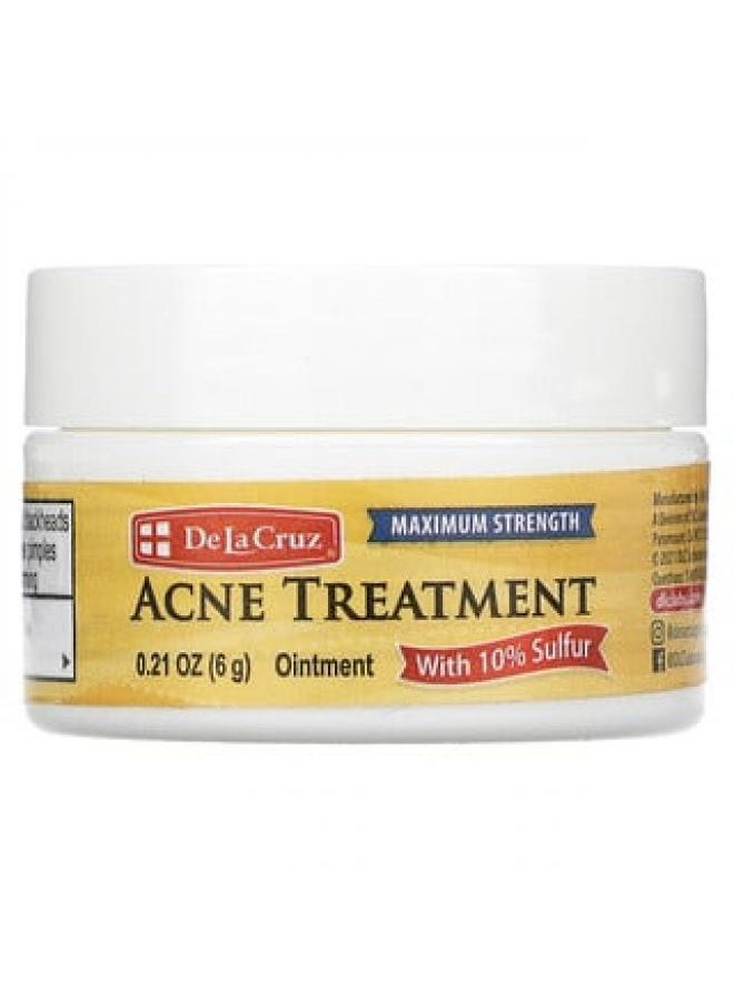 De La Cruz De La Cruz Acne Treatment Ointment with 10% Sulfur Maximum Strength 0.21 oz 6 g 
