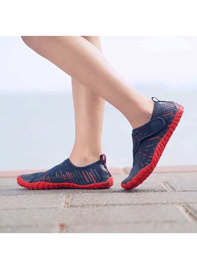 CIOR Kids Boys & Girls Water Shoes Sports Aqua Athletic Sneakers Lightweight Sport Fast Dry Shoes(Toddler/Little Kid/Big Kid), 11.navy.red, 2 Big Kid - Image 3