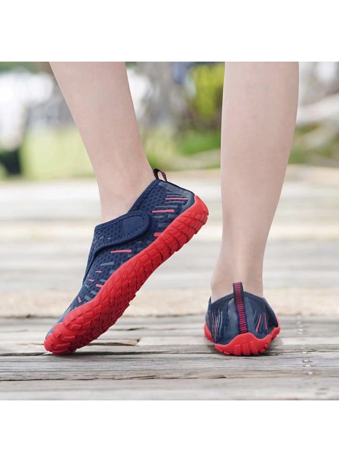 CIOR Kids Boys & Girls Water Shoes Sports Aqua Athletic Sneakers Lightweight Sport Fast Dry Shoes(Toddler/Little Kid/Big Kid), 11.navy.red, 2 Big Kid - Image 2