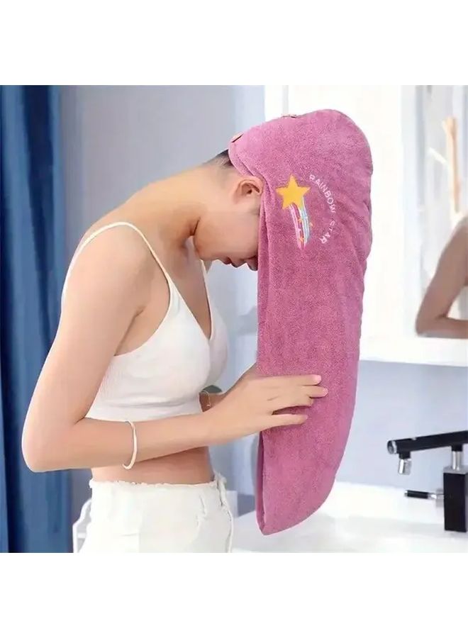 قطعتان من غطاء شعر مطعم باللون الأصفر للأفوكادو، طبقة مزدوجة ومكثفة، كيب الشعر للنساء، سريع الجفاف وغير قابل للانزلاق، مع زينة النجوم وقوس قزح، للاستحمام والسبا والسفر، مقاس 25.59 × 9.84 بوصة. - Image 5