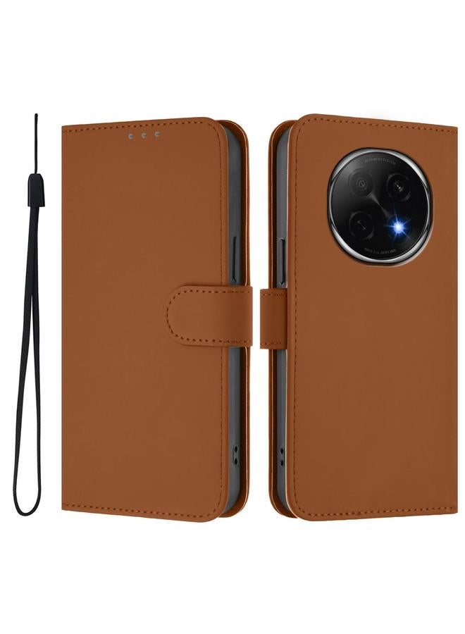 erorex Case For OPPO A5 Pro China Skin Feel Solid Color Leather Phone Case with Lanyard - Image 2