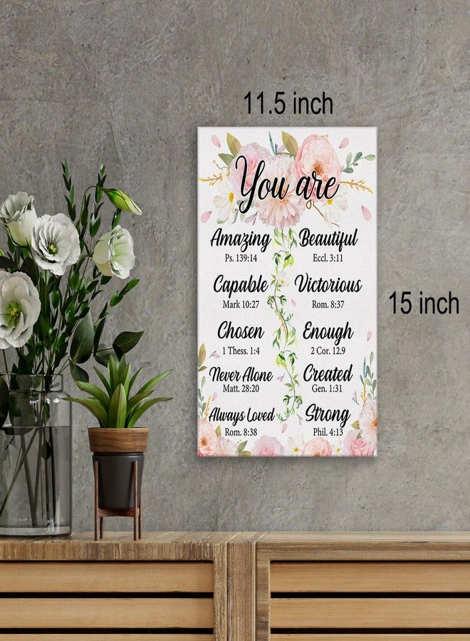 Zauly Christian Wall Art Print: 'You Are Amazing' Bible Verse Canvas Floral Poster Sign for Home Office Decor (12x15 Inch) - Image 2