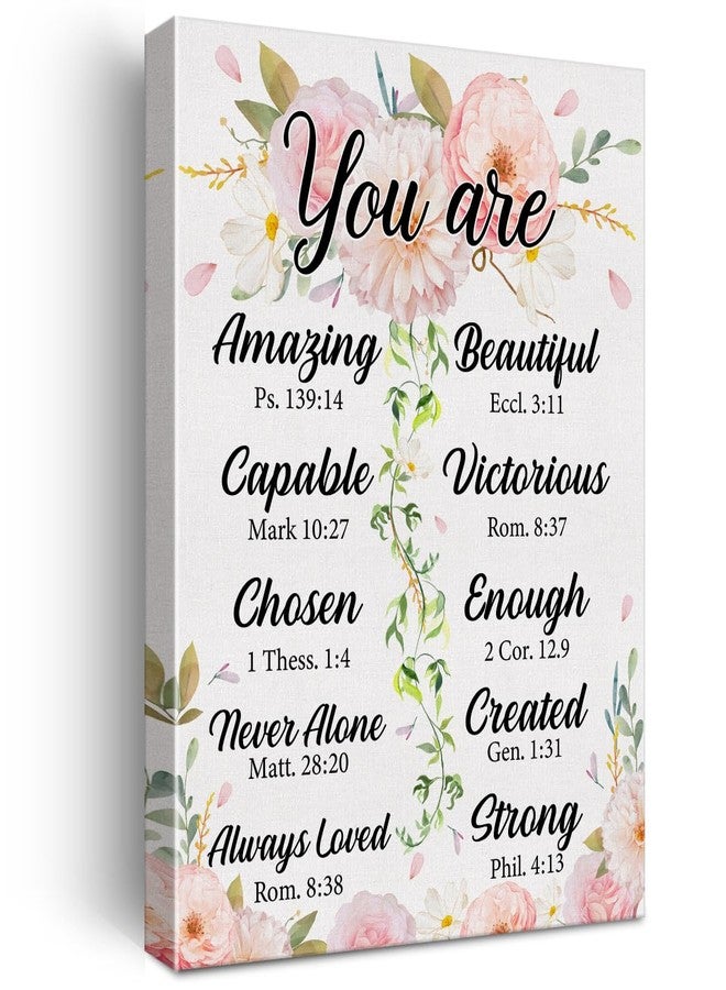 Zauly Christian Wall Art Print: 'You Are Amazing' Bible Verse Canvas Floral Poster Sign for Home Office Decor (12x15 Inch) - Image 1