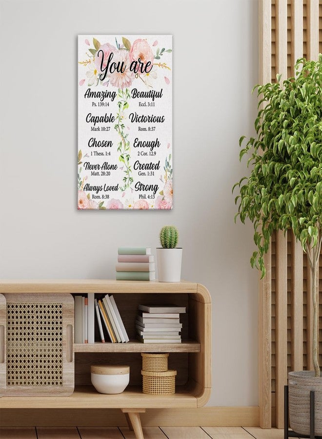 Zauly Christian Wall Art Print: 'You Are Amazing' Bible Verse Canvas Floral Poster Sign for Home Office Decor (12x15 Inch) - Image 4