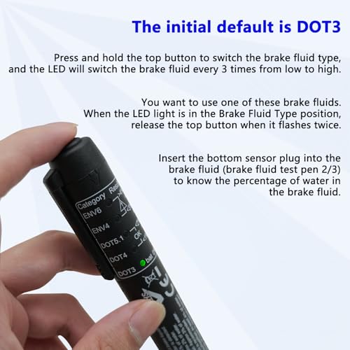 ZKTOOL New Upgraded Version Brake Fluid Tester Pen, Test DOT3 DOT4 DOT5.1 ENV6 ENV4,Brake Fluid Moisture Analyzer with 5 LED Indicators,Brake Fluid Liquid Tester Pen - Image 4