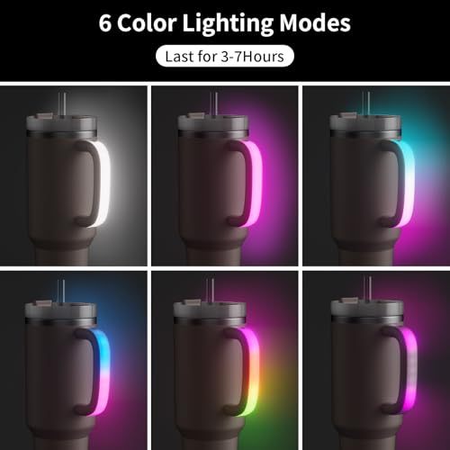 Terficer 6 Colors LED Light-Up Tumbler Handle for Stanley 40oz/30oz, Comfortable Water Bottle Handle for Stanley Tumbler-Compatible with 40oz Stanley Cup Accessories, Use for Outdoor, Party, Home (Rose Quartz) - Image 4