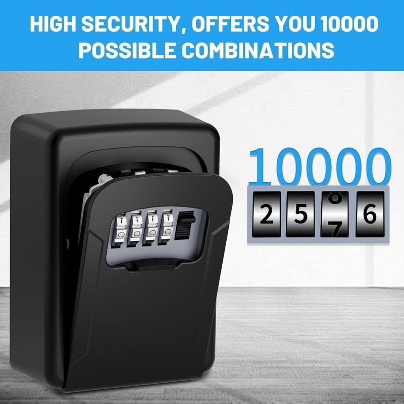 Key Lock Box for Outside - Sturdy and Durable Lock Box for House Keys, 5 Key Capacity Outdoor Lockbox, Waterproof Emergency Spare Key Lockbox with Resettable Code for Home, Garage, Airbnb - Image 3