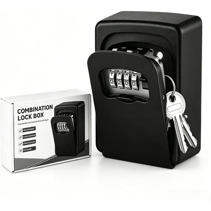 Key Lock Box for Outside - Sturdy and Durable Lock Box for House Keys, 5 Key Capacity Outdoor Lockbox, Waterproof Emergency Spare Key Lockbox with Resettable Code for Home, Garage, Airbnb - Image 1