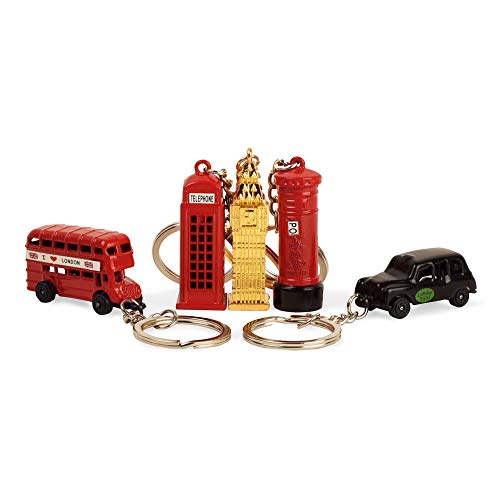 BOHS London Souvenir Gift - British Cultural Icons Landmark Die-cast Keychain Keyring - Small Metal Miniature Model (5 pcs) - Image 1