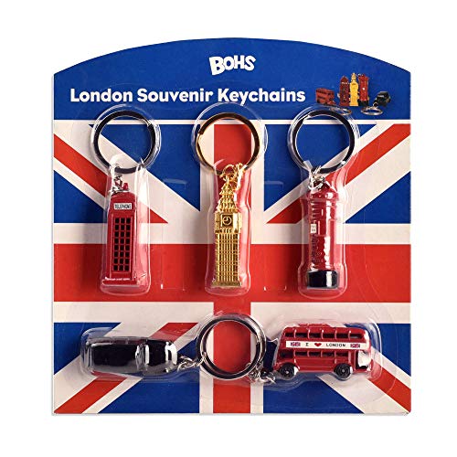 BOHS London Souvenir Gift - British Cultural Icons Landmark Die-cast Keychain Keyring - Small Metal Miniature Model (5 pcs) - Image 2