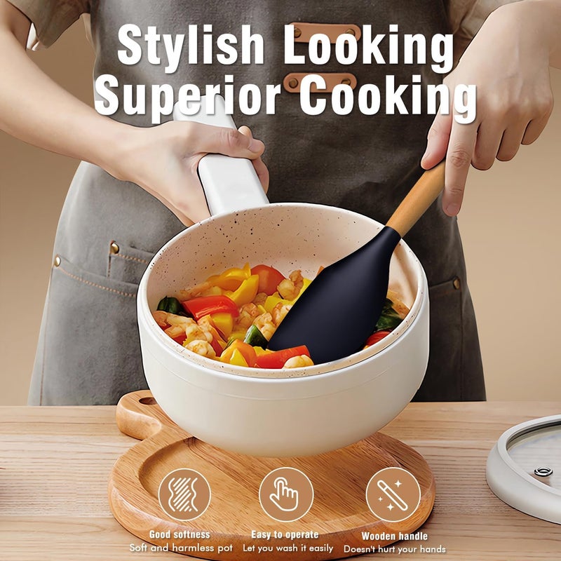 AVGPD Silicone Cooking Utensils Set - Silicone Kitchen Utensils for Cooking Wooden Handles, 446°F Heat Resistant Kitchen Utensil Spatula Sets w Holder, Gadgets for Non-Stick Cookware BPA FREE (Navy Blue) - Image 4