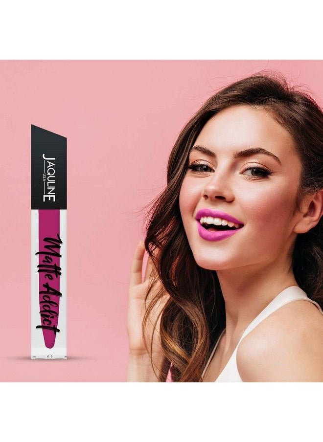 Jaquline USA - Jusa Matte Addict Matte Liquid Lipstick ;Knockout 12 ;Smooth Matte Texture; Light Weight; Transfer And Smudge Proof;Highly Pigmented; Enriched With Vitamin E And Jojoba Oil. - Image 1