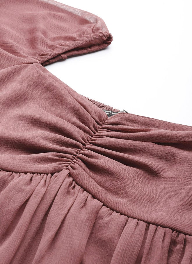 Rue Collection فستان ميدي A-Line شيفون بلون الموف للنساء - Image 2