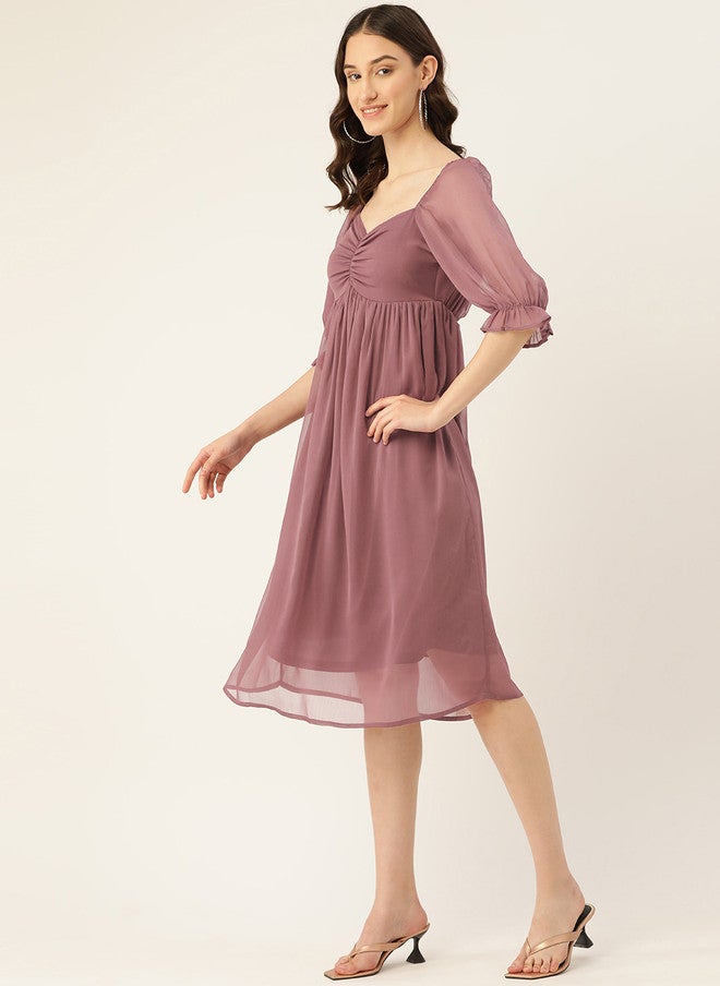 Rue Collection فستان ميدي A-Line شيفون بلون الموف للنساء - Image 3