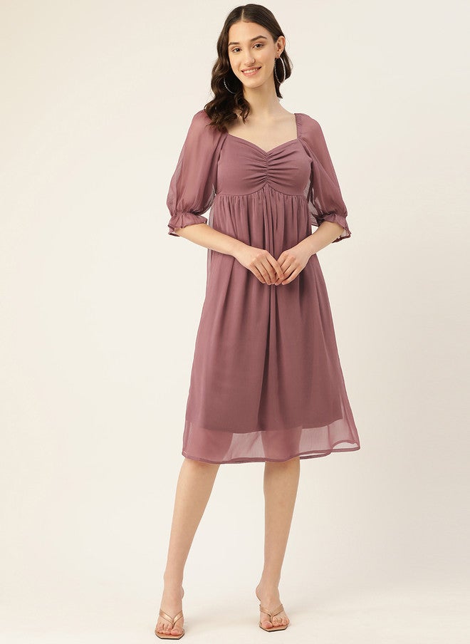 Rue Collection فستان ميدي A-Line شيفون بلون الموف للنساء - Image 1