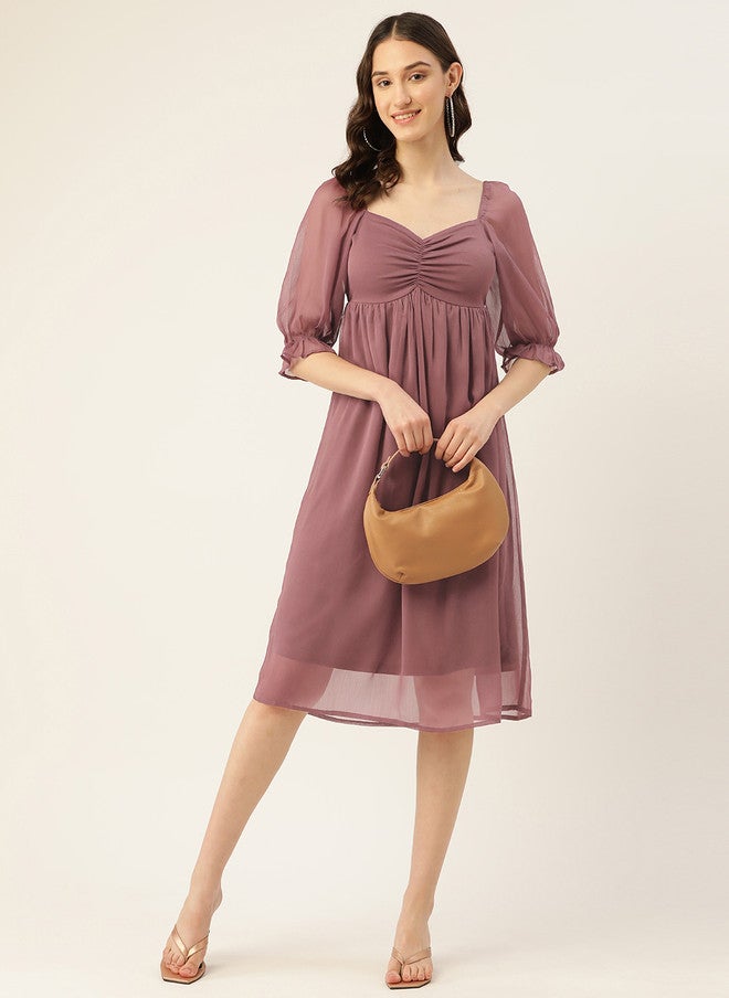 Rue Collection فستان ميدي A-Line شيفون بلون الموف للنساء - Image 5