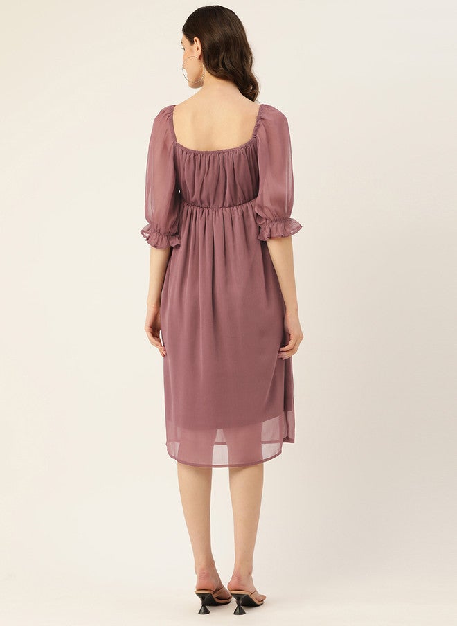 Rue Collection فستان ميدي A-Line شيفون بلون الموف للنساء - Image 4