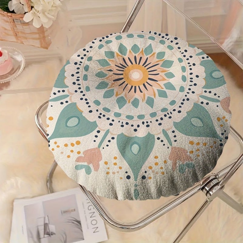 Round Boho Mandala Floor Pillow 16x16in For Yoga Home Office Decor - Image 5