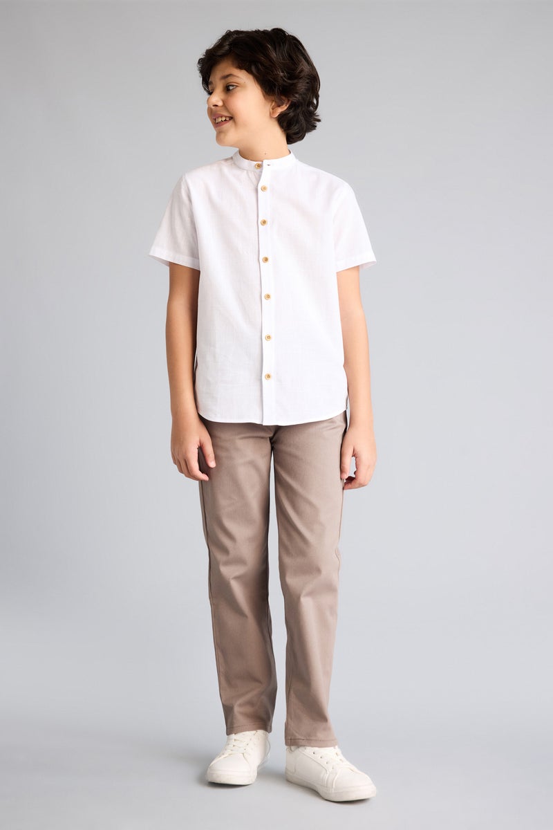 DeFacto Beige Boy Boy Regular Fit Straight Leg Gabardine Trousers Casual - Image 1