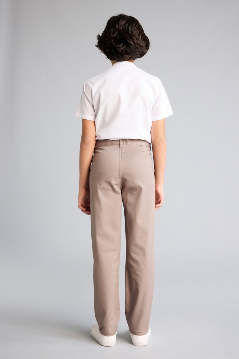 DeFacto Beige Boy Boy Regular Fit Straight Leg Gabardine Trousers Casual - Image 5