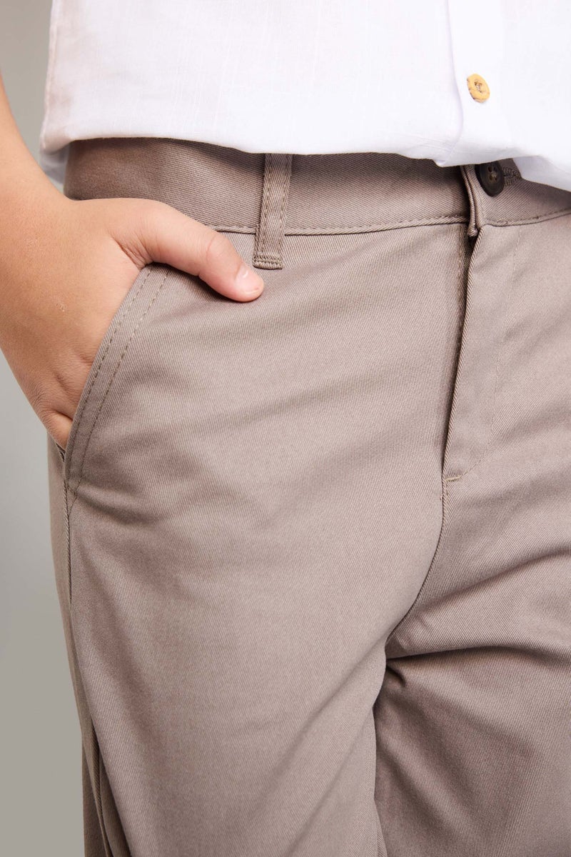 DeFacto Beige Boy Boy Regular Fit Straight Leg Gabardine Trousers Casual - Image 4