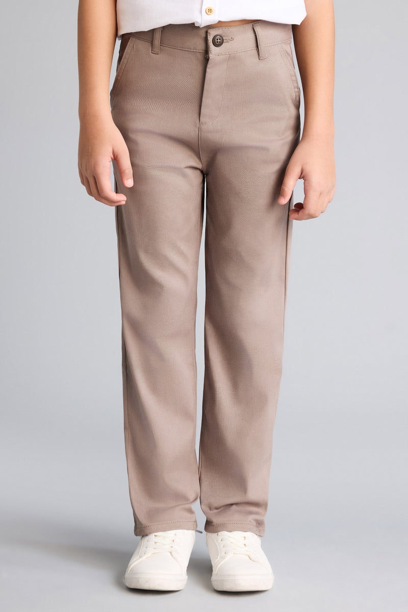 DeFacto Beige Boy Boy Regular Fit Straight Leg Gabardine Trousers Casual - Image 3