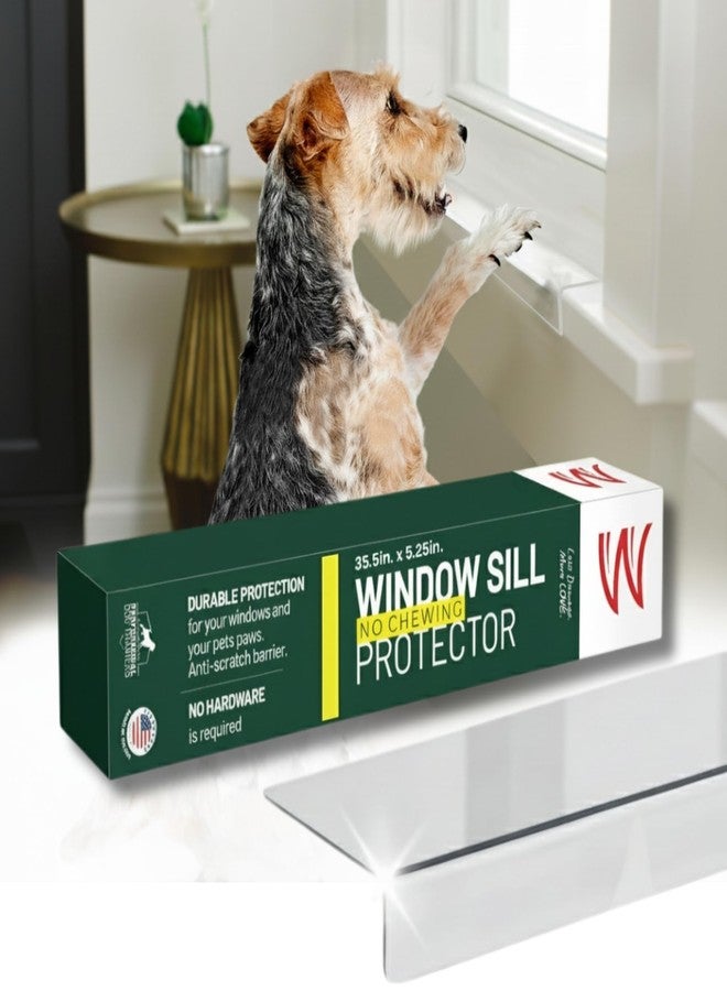 CLAWGUARD Plexiglass Window Sill Protector – Thick Crystal Clear Window Sill Cover & Extender – Window Ledge Protector for Dogs & Cats (35.5in. x 5.25in.) - Image 1