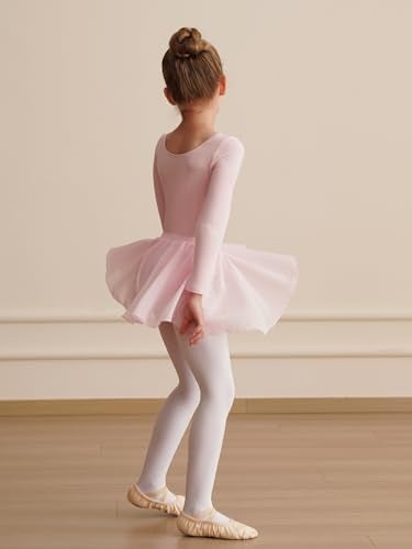 WEGETIT Long Sleeve Girls Leotard Gymnastics Leotards for Girls Ballet Dance Dresses with Skirt (Pink,2-4T) - Image 5