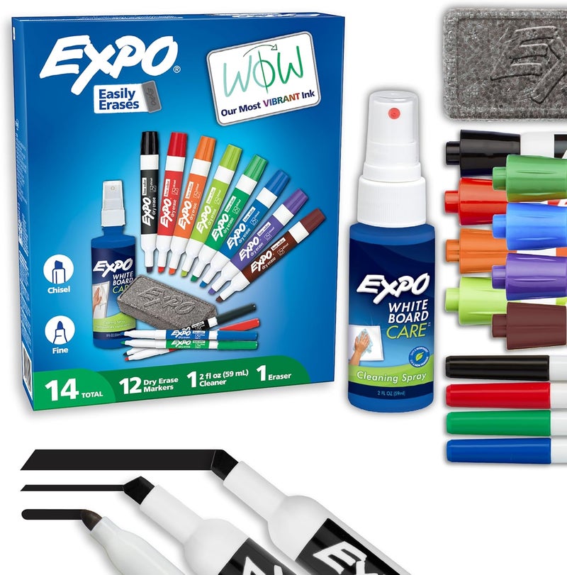 Expo 80054 Low-Odor Dry Erase Markers, Chisel Tip, Assorted Colors, 15-Piece Set - Image 1