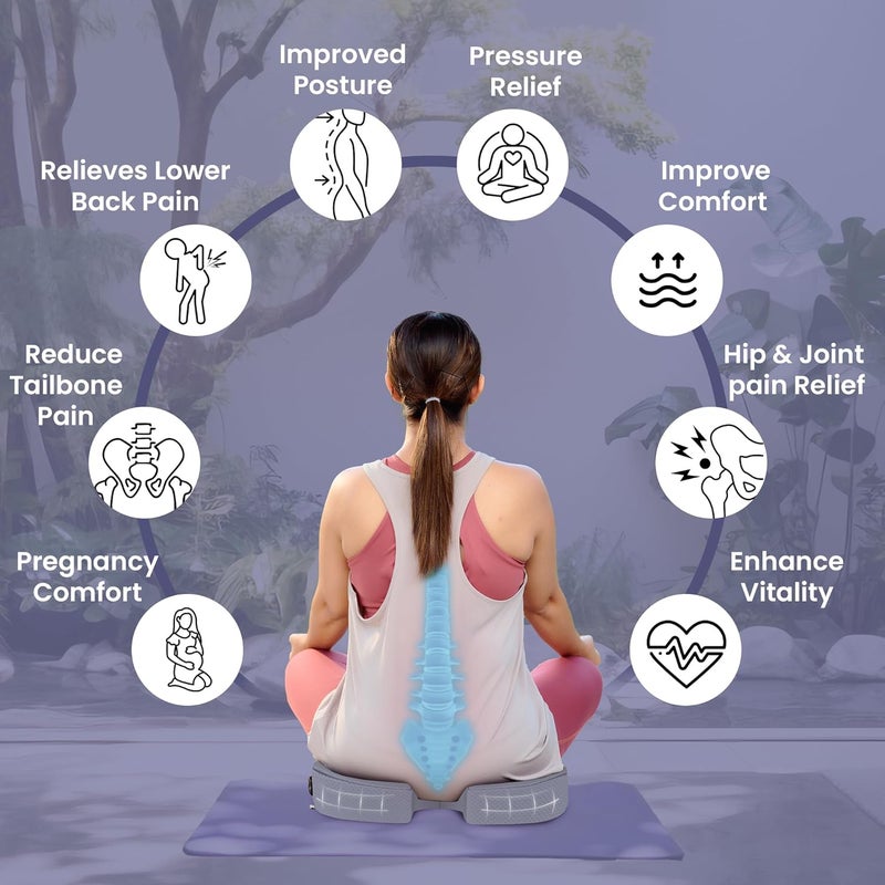 CareFoam وسادة مقعد العصعص من رغوة الذاكرة CareFoam لتخفيف آلام عظم الذنب | ضمان لمدة عامين | تخفيف آلام عرق النسا وآلام الظهر - وسائد كرسي تقويمية | 18 × 14 × 3 بوصة | أزرق رمادي - Image 4