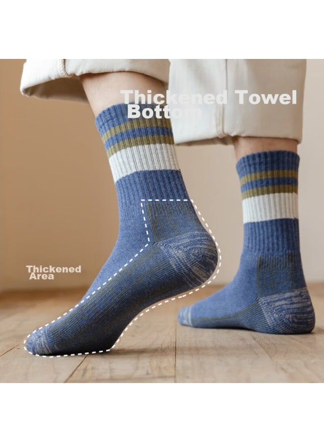 Good Man Visit Liangrenfang Men's Socks, Autumn And Winter, 100% Pure Cotton, Antibacterial And Odor-resistant, Sweat-absorbing, Durable, Thickened, Warm Mid-calf Socks - Image 2