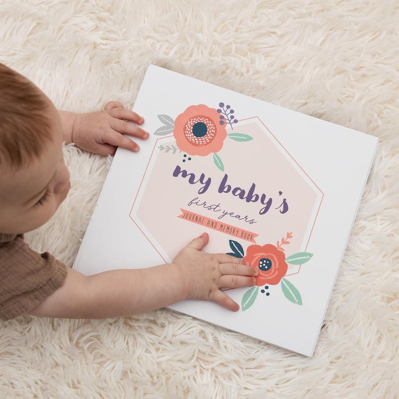 Pondering Pine Baby Journal Memory Book for Girls  Baby Scrapbook Album for First 5 Years Baby Milestone Book  Keepsake for Baby Photos Hardcover Floral - Image 2