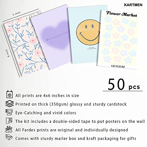 KARTMEN 50 Photo Wall Collage Kit || Danish Pastel Room Decor Aesthetic, 4 x 6 Inches Posters for Wall Decoration - Glue Dots Included- Blue,Paper - Image 2