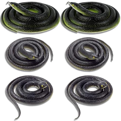 ADULLPONY Rubber Realistic Prank Fake Snake Scare Birds Squirrels Away Keep Deterrence for Garden Lifelike Large Plastic Black Snake Props 6 PCS for Outside Halloween Decorations - Image 1