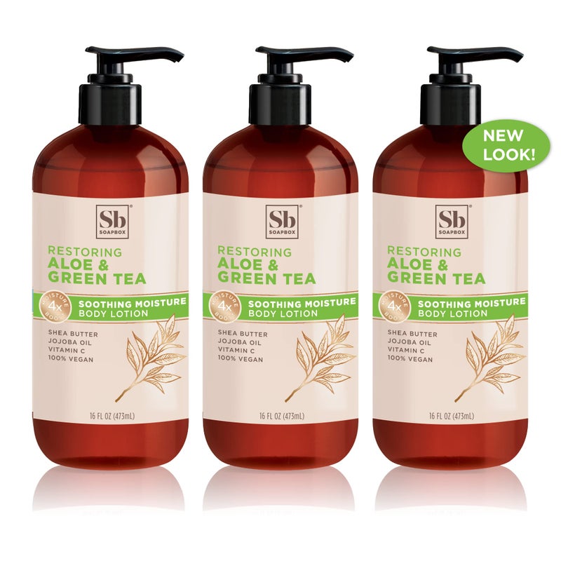 Soapbox Bamboo & Green Tea Moisturizing Body Lotion with Shea Butter & Jojoba Oil | Paraben Free, Cruelty Free, Vegan, Made in the USA (16oz, 3 Pack) - Image 1