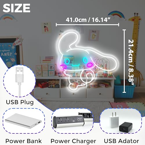 JOSEBRU CinnamoRoll Neon Sign Anime Neon Sign for Wall Decor Janpanese Neon Light for Bedroom Wall Decor Game Room Decor Livingroom Decor for Kids, Personalized Gifts for Girls - Image 2