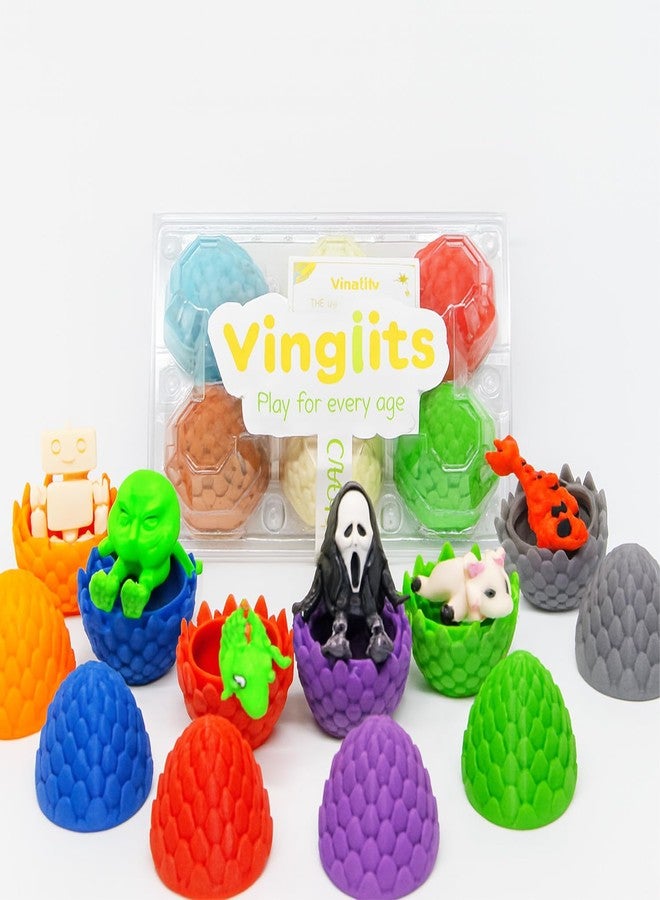 Vinglits Mystery Eggs – 3D Printed Animal Fidget Toys – Collectible Fidget Toys – Farm, Wild, Aqua, Bug, and Fantasy Themes – Packs of 2, 6, or 12 – Fun for Kids & Gifting (Fantasy Shelf, Pack of 6) - Image 1