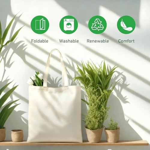 MOLOVA 1 Pack Premium Canvas Reusable Tote Gift Bags,Made of Natural Canvas with Handle,Work,DIY,Shopping(Natural) - Image 5